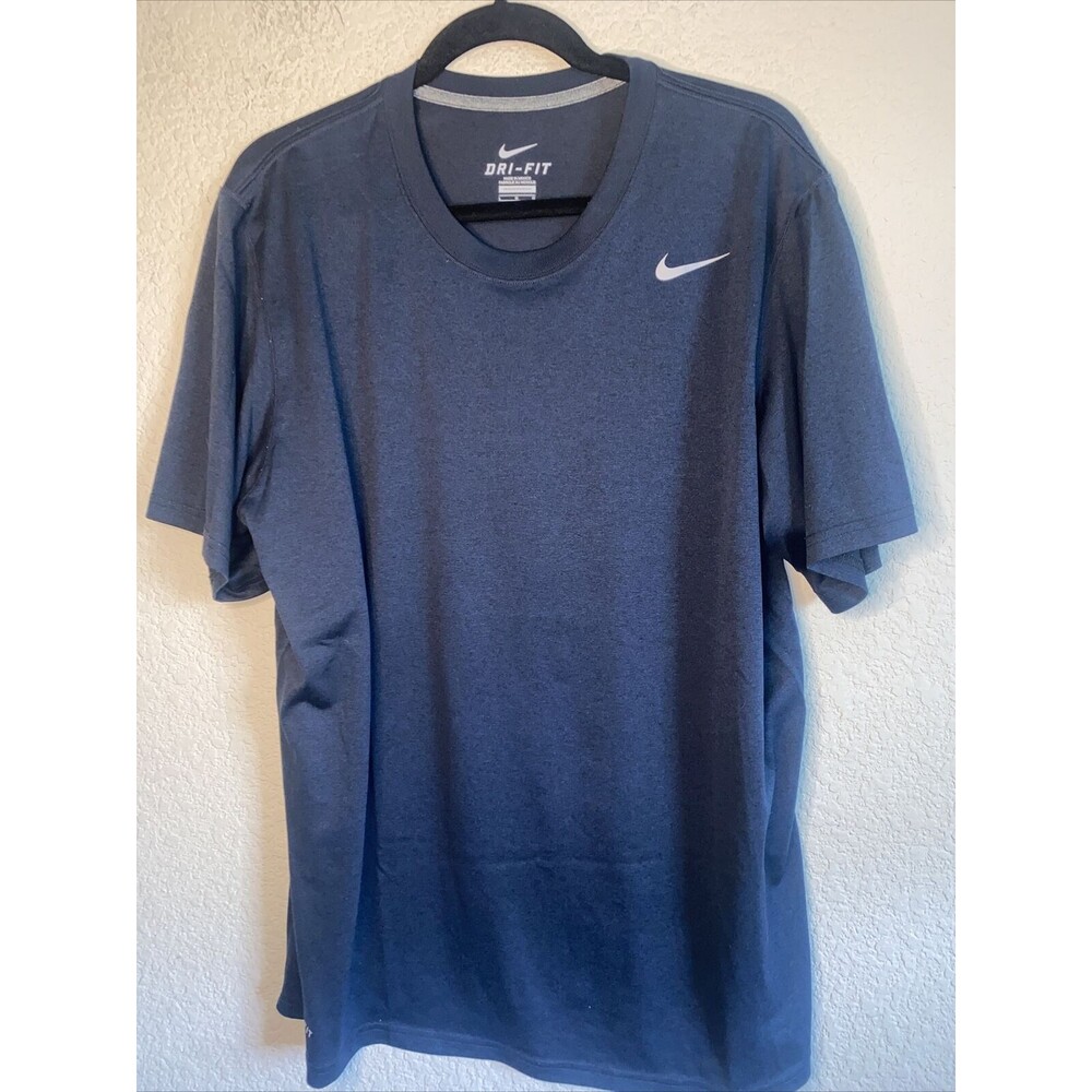 Nike Dri fit Athletic workout Gym men large Blue Lightweight Short sleeve shirt